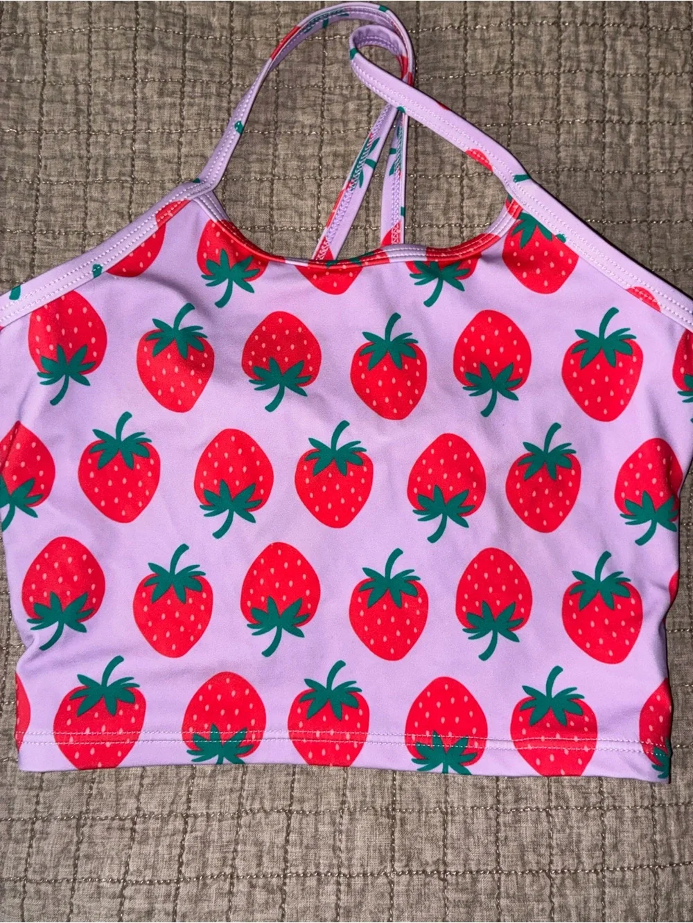 Quince Pink Tank Top with Red Strawberry Print